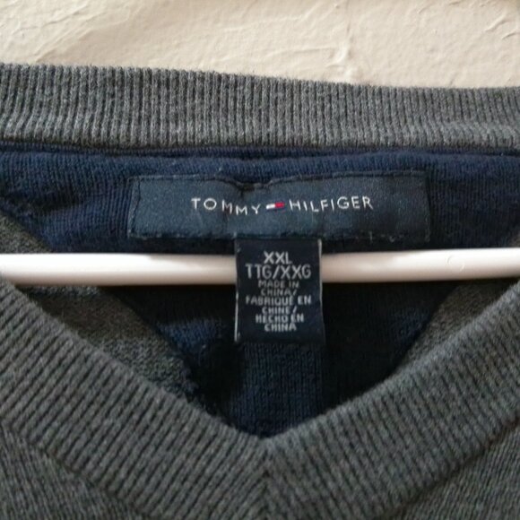 Tommy Hilfiger Men’s V-Neck Sweater Gray Cotton Knit Pullover Size XXL - Picture 2 of 2